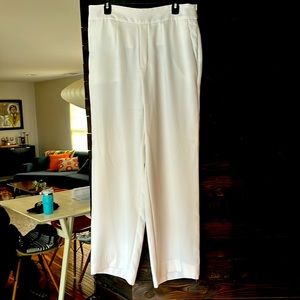 Banana Republic flowy white or off white pants, zips on side